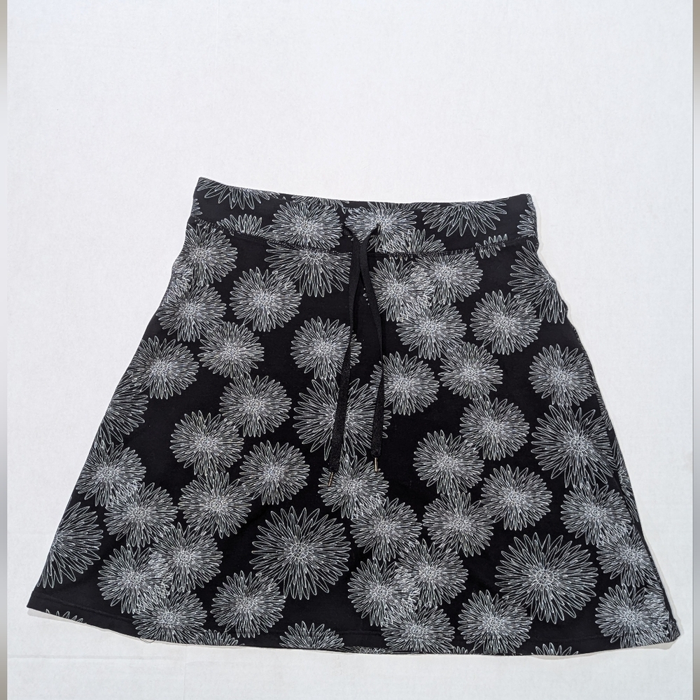 Alpine Design Skirt Black White Floral Size L Stretchy Drawstring Super Soft